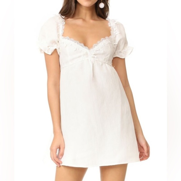 For love and lemons crema silk linen blend short mini babydoll dress - Picture 10 of 12